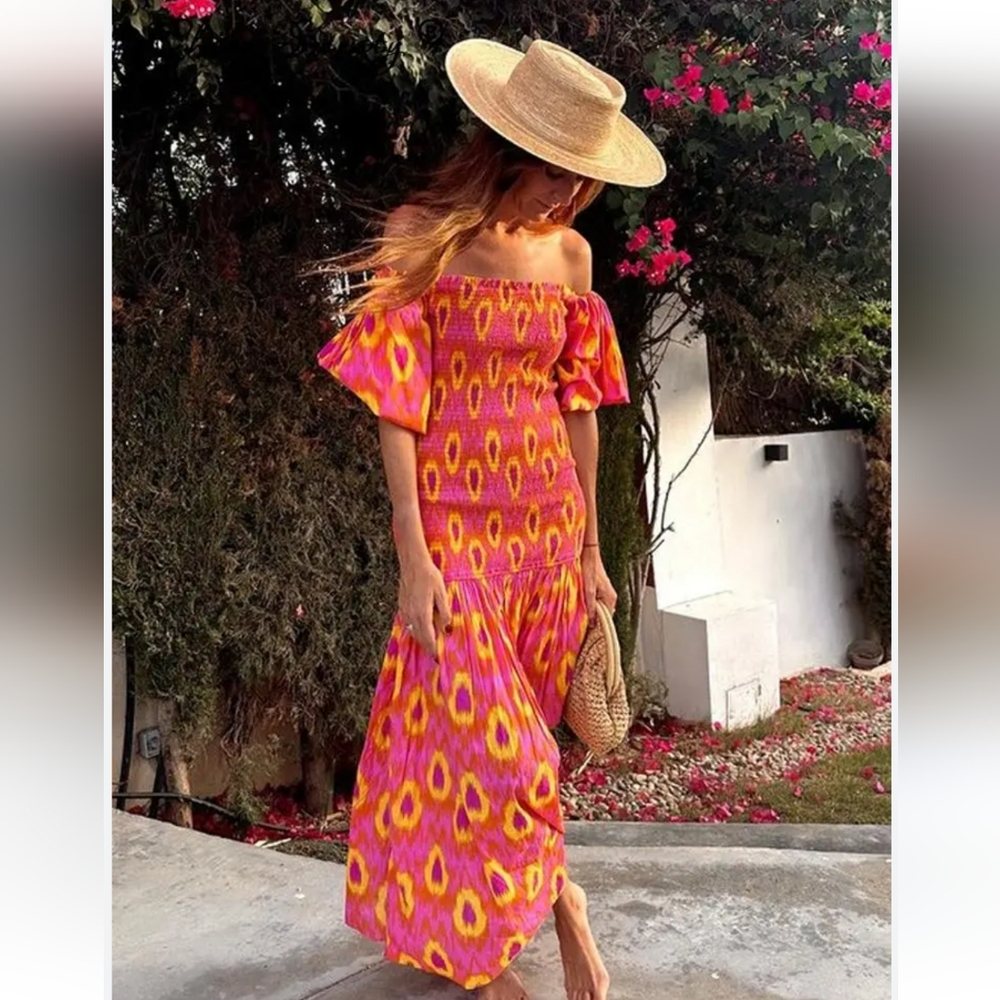 ZARA * BOHO PRINTED MIDI DRESS - Picture 2 of 16